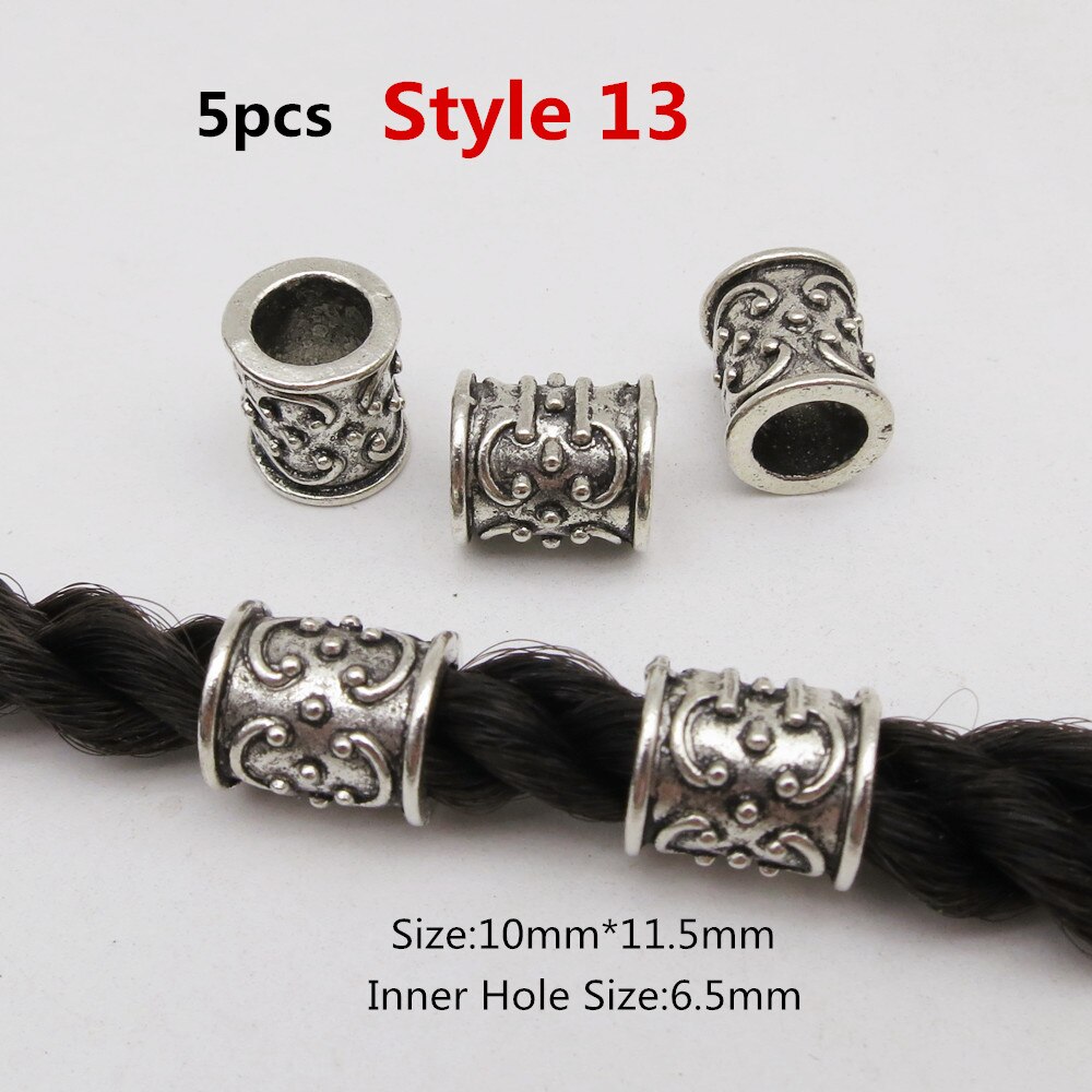 5 stk metal forskellige stilarter viking hår fletning dread skæg dreadlock perler ringe rør til kvinder mænd tilbehør: 5 stk stil 13