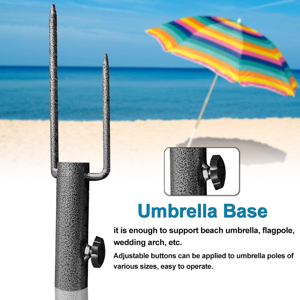 Umbrella Base Portable Heavy Duty Pole Holder Ground Insert Parasol Solid Easy Setup Iron Outdoor For Park Patio Beach