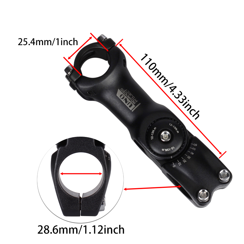 UNO Adjustable Stem Riser 0-60 Degree Mountain Bike Stem Extender Aluminum Alloy Handlebar Stem: 25.4x110mm