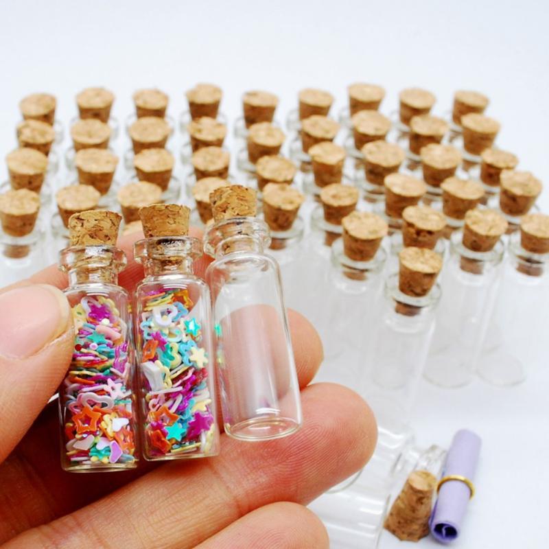 10 stücke 1ml Mini wünschen Flasche transparent Kleine Glasflasche Mit