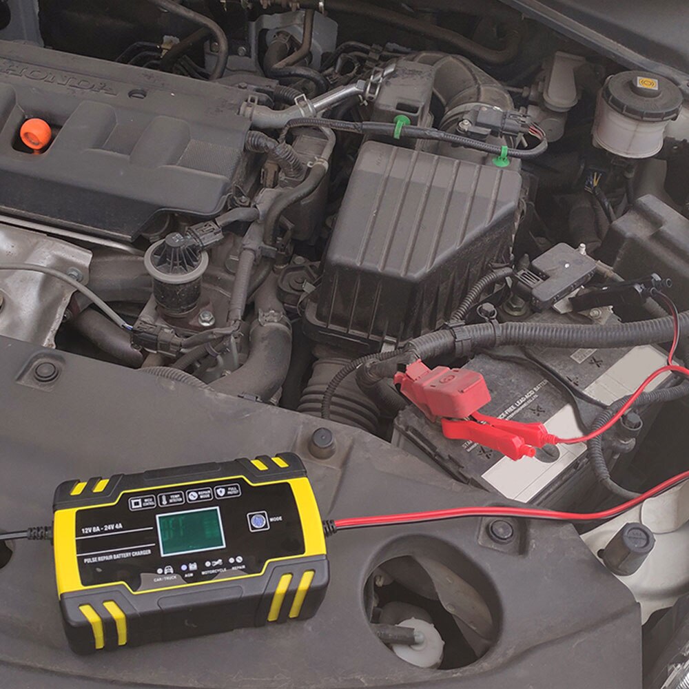 Car Battery Charger 12/24V 8A Power Pulse Repair Chargers Wet Dry Lead Acid Battery-chargers Digital LCD Display