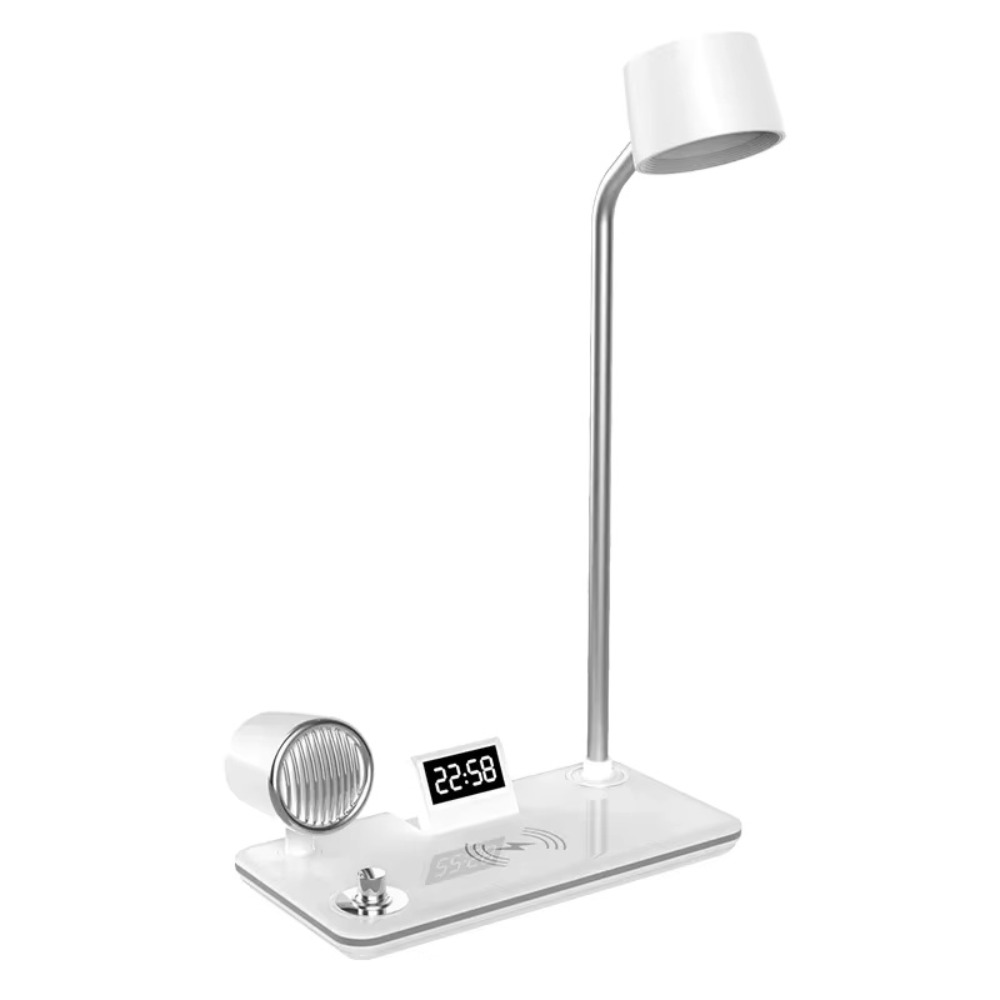 USB Port LED Table Lamp Multifunction Night Lighting Wireless Charger Pad Wireless Charger Stand Clock Night Light Bedside: black