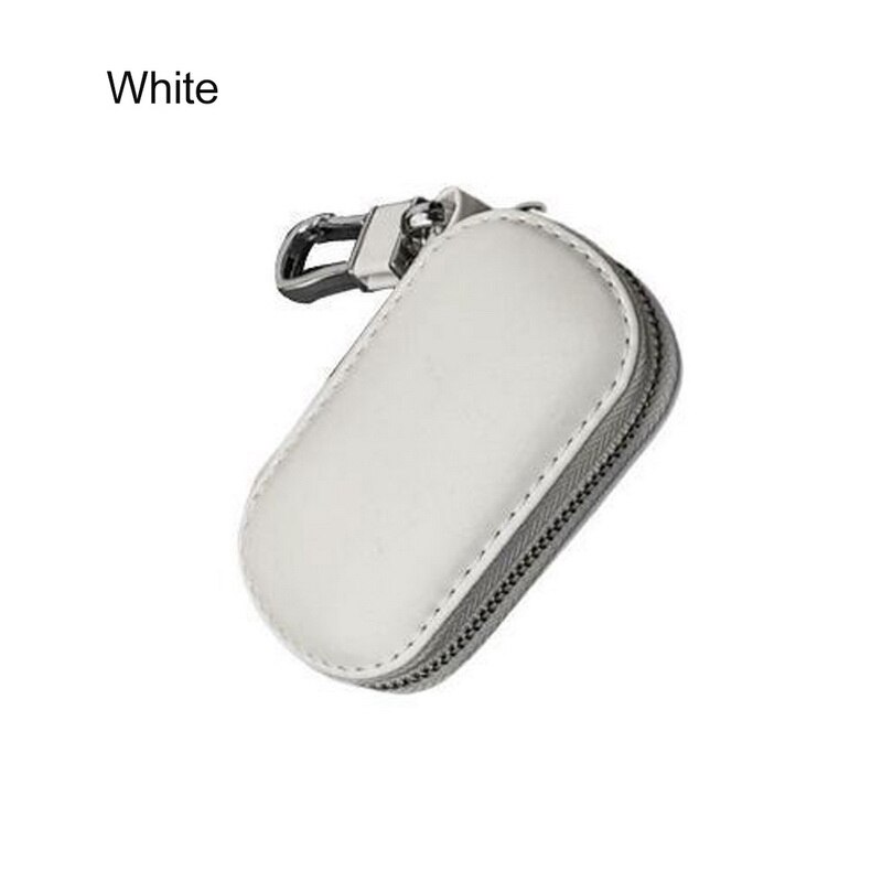 Auto Schlüssel Tasche Tasche Brieftasche Halfter Kette Schlüssel Brieftasche Ring Kollektor Haushälterin Tasche Schlüssel Organizer Clever Leder Keychain: weiß