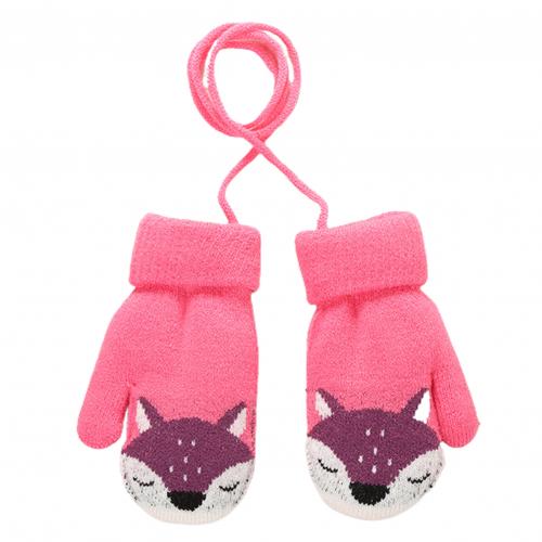 Mode Kids Handschoenen Kinderen Kid Mittens Winter Warm Gebreide Touw Handschoenen Gedrukt Volledige Vinger Handschoenen Rekawiczki Dzieciece: Rose Red