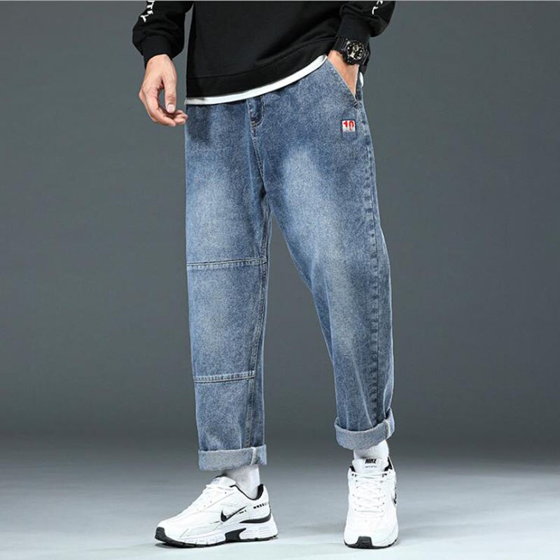 Men Korean Fashoins Harem Pants Jeans Hombre Straight Harajuku Baggy Denim Trousers Men Jeans Loose Plus Size 48