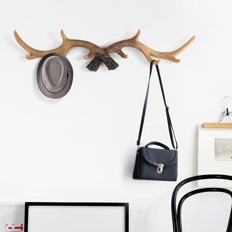 50cm*18cm Wall Hanger Rack Holder Antler Hook Hat Coat Bag Modern Nordic Deer Resin Decor Home Decoration Accessories