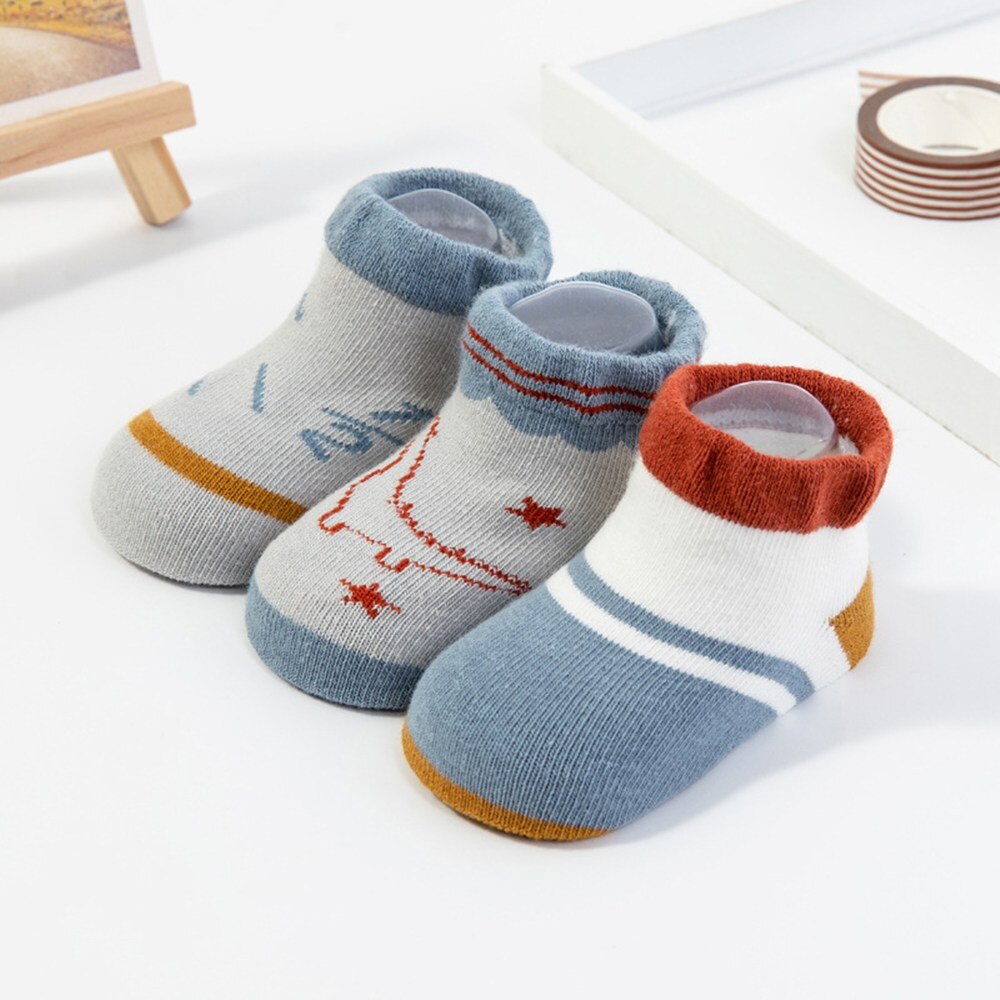 3Pairs/lot 0-3Y Infant Baby Socks Baby Socks for Girls Cotton Mesh Cute Newborn Boy Toddler Socks Baby Clothes Accessories: Blue dinosaur / M