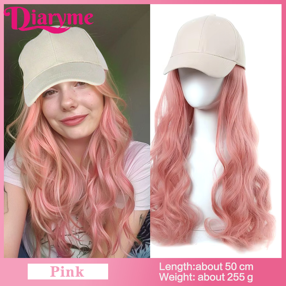 Peluca de sombrero sintético, peluca de pelo largo y liso con gorra de béisbol, gorra ajustable de una sola pieza, gorra de béisbol Retro, conectar pelo recto: #33