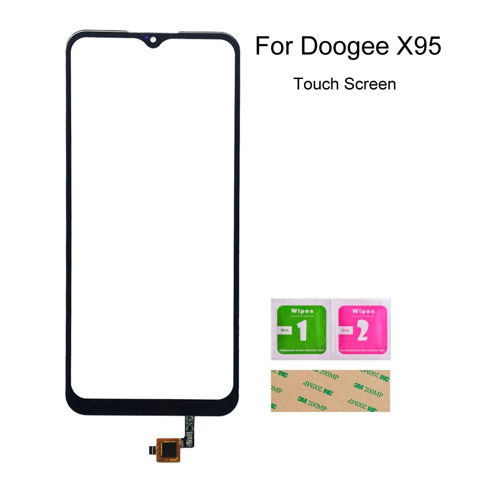 Glass Touch 6.52'' Panel For Doogee X95 Touch Screen Digitizer Sensor Front Outer Glass Lens 3M Glue Wipes: Black