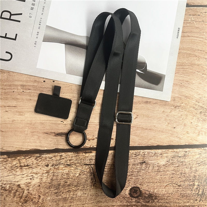 polyester justerbar webbing snor håndledd snor pakning hengende nakkeslynge multifunksjonelt mobiltelefontau: Svart