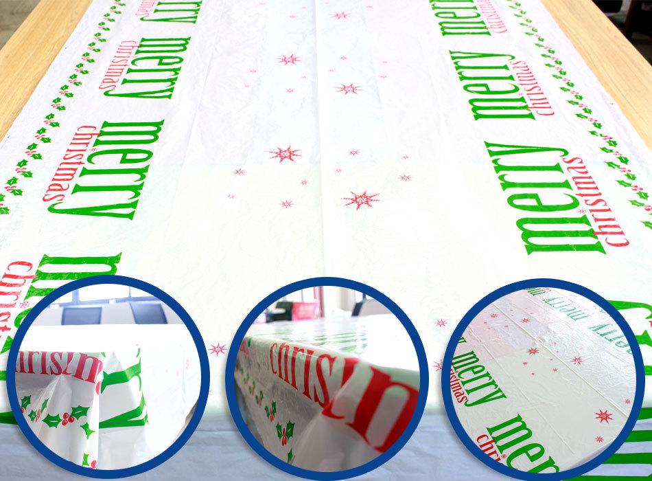 110 x 180cm juledug banket år fest tryk rektangulær pvc julestemning borddækning dekorationer: 5