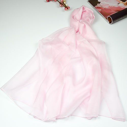 Ren silketørklæde kvinder tørklæde kvindelig silke sjal kvinders naturlig silke chiffon stor størrelse tørklæde ensfarvet lang wrap til kvinder: 7 lyserød
