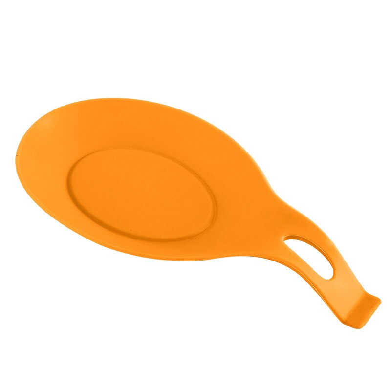 Kitchen Silicone Spoon Rest, Flexible Almond-Shaped, Silicone Kitchen Utensil Rest Ladle Spoon Holder: Orange