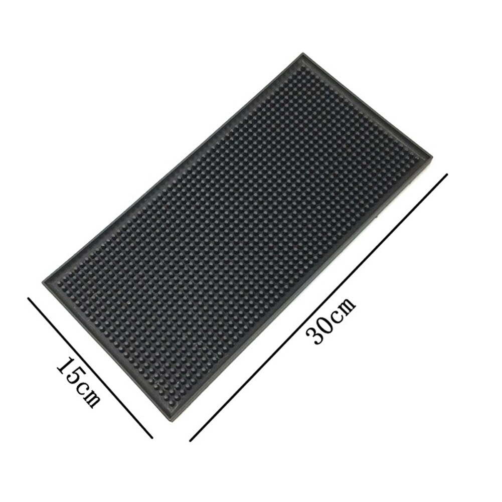 Tapis de barre en caoutchouc antidérapant barre coureur verre égouttoir bière boisson Rail barres tapis de Service E2S: black 15cmx30cm