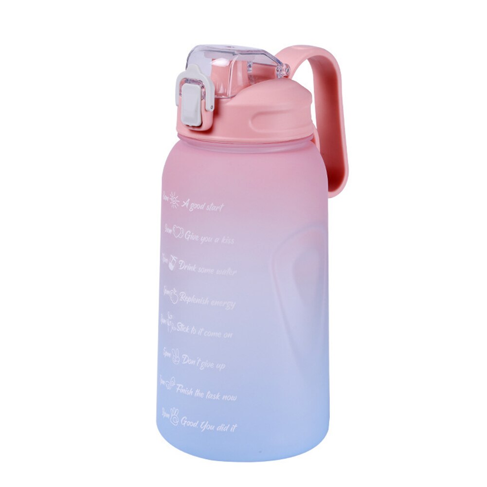 2L Water Fles Stro Cup Tijd Marker Outdoor Sport Drinken Fitness Waterfles Outdoor Sport Student Paar Cup Water Bottl