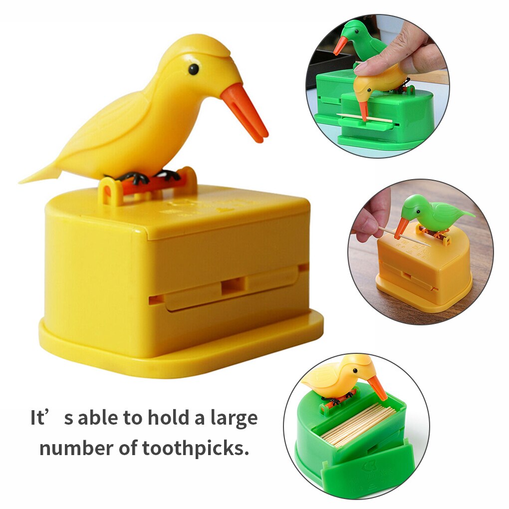Toothpick Box Toothpick Storage Case Full-Automatic Dispenser Bird Shape ABS Holder Small Bird Bamboo Stick Box
