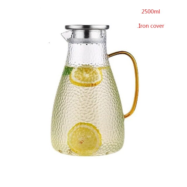 Håndlavet borosilikatglas vandkaraffel perfekt til koldt vand iste og juice drik rustfrit stål eller bambus låg: 2500ml
