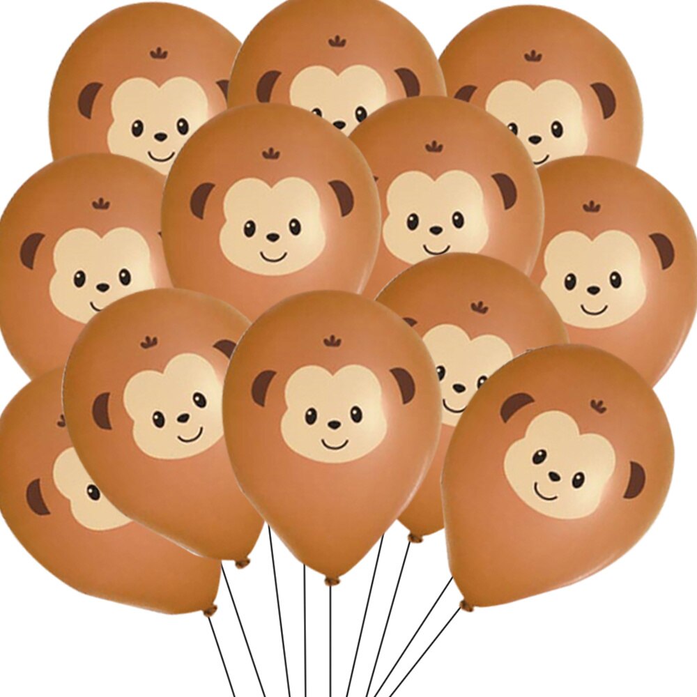 10Pcs Bos Dier Ballon Jungle Safari Verjaardagsfeestje Decoratie Cartoon Leeuw Tijger Ballonnen Voor Kinderen Party Diy Supplies: 10pcs monkey