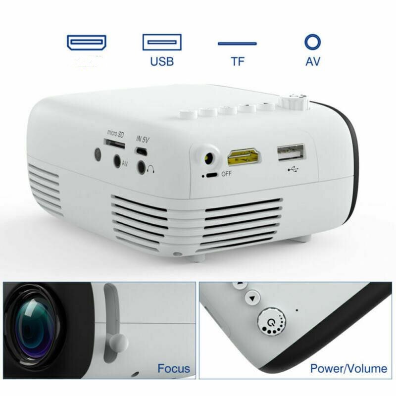 1080P 7000LM HA CONDOTTO il Mini Proiettore Full HD Home Theater Media Video Player Supporto USB HDMI AV US Proiettore Portatile per Smartphone