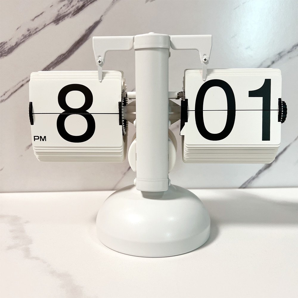 Reloj Digital con tapa Vintage, reloj de mesa con página abatible automática mecánica, reloj Digital con tapa para oficina, decoración del hogar,: Negro