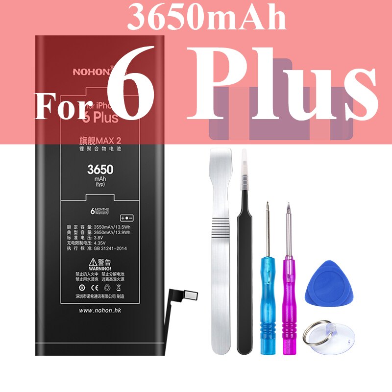 Nohon Battery For Apple iPhone 6s 6 7 8 Plus SE X Xr Xs Max 6sPlus 6sP 6P 7P 7Plus 8P iPhoneSE 1624mAh-3650mAh Batteries +Tools