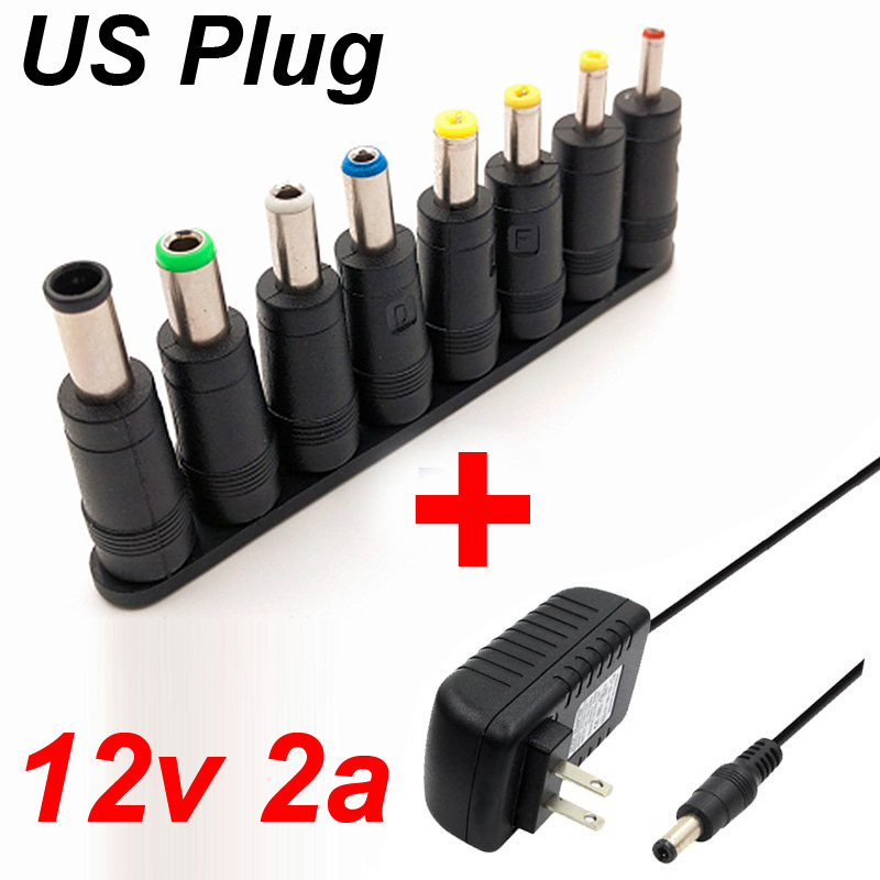 Universal 110V 220V a 12V 2A DC AC Cable de alimentación Jack Cable de carga adaptador de conector 2,5 2,1 MM para enrutador altavoz cámara