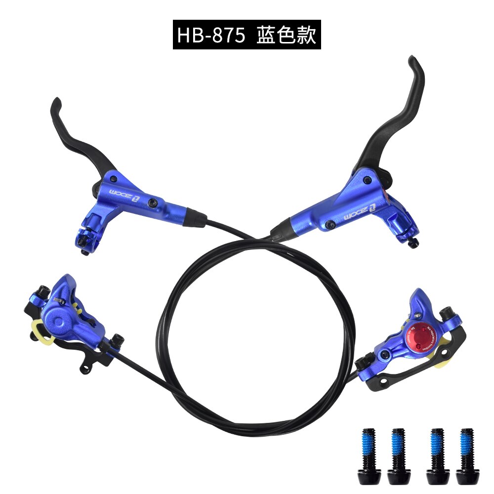 ZOOM-freno de disco hidráulico para bicicleta de montaña, tubo de aceite grueso, antidesgaste, aleación de aluminio, 4 colores, HB-875: blue set