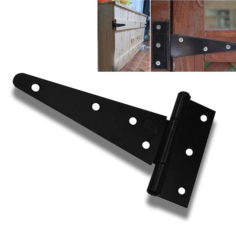 Skurdør have trædør til 4/6/8/10 / 12- tommer t-hængsel sort dør hjem t-trekant galvaniseret hængselleje døråbning  i6 l 7