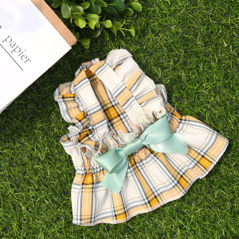 Bowknot Dog Wedding Dress Cat Puppy Small Dog Clothes Yorkshire Bichon Poodle Pomeranian Shih Tzu Costumes Pet Clothing Summer: Yellow / XL
