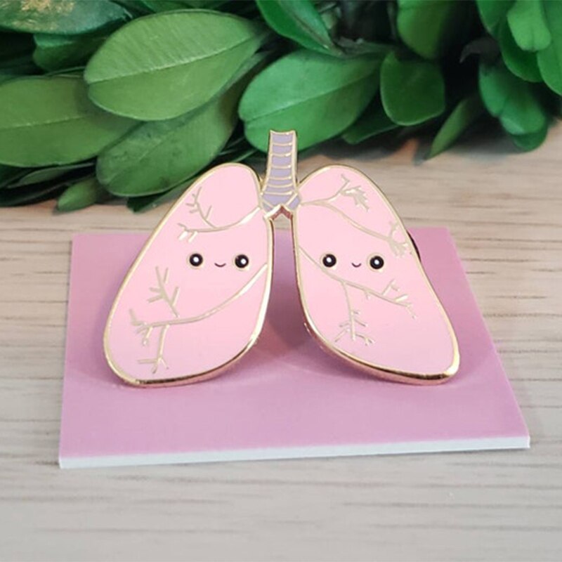 Harong – broche médicale en émail plaqué or rose, jolie broche d&#39;anatomie, Badge pour infirmière, étudiant, médecin, enseignant, nouveauté bijoux: Pink