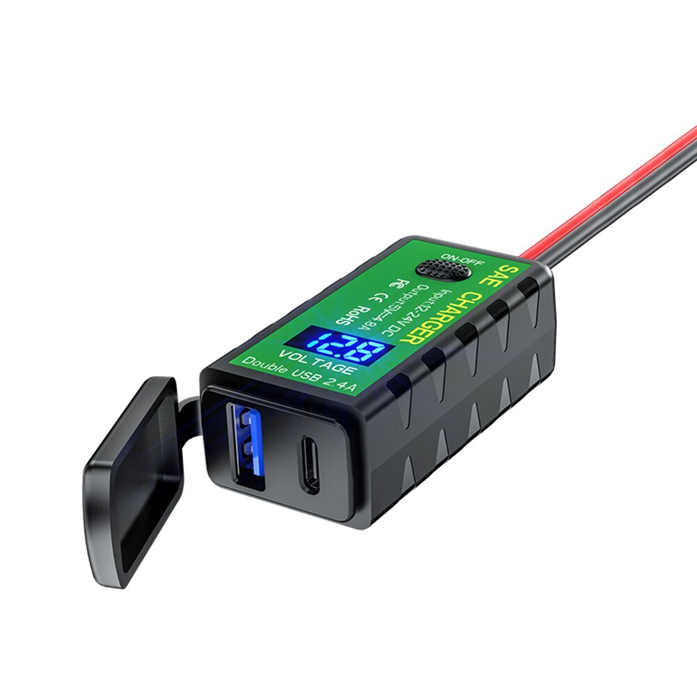Dual Usb Motorfiets Lader 12V Sae Naar Usb Waterdichte Snel Opladen Adapter Met Aan/Uit Schakelaar Voor Mobiele telefoon Mobiele Telefoon Gps