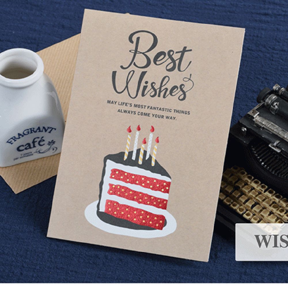 Retro Simple Kraft Paper Wishing Card Happy Birthday Greeting Card Wedding Birthday Wishing Card Thank You Card