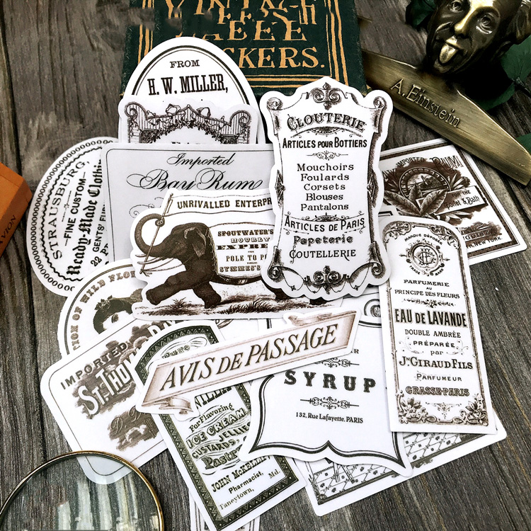 Retro Black White Poster Travel Stickers Scrapbooking Craft Diary Album Phone Computer Seal Stickers Decorative