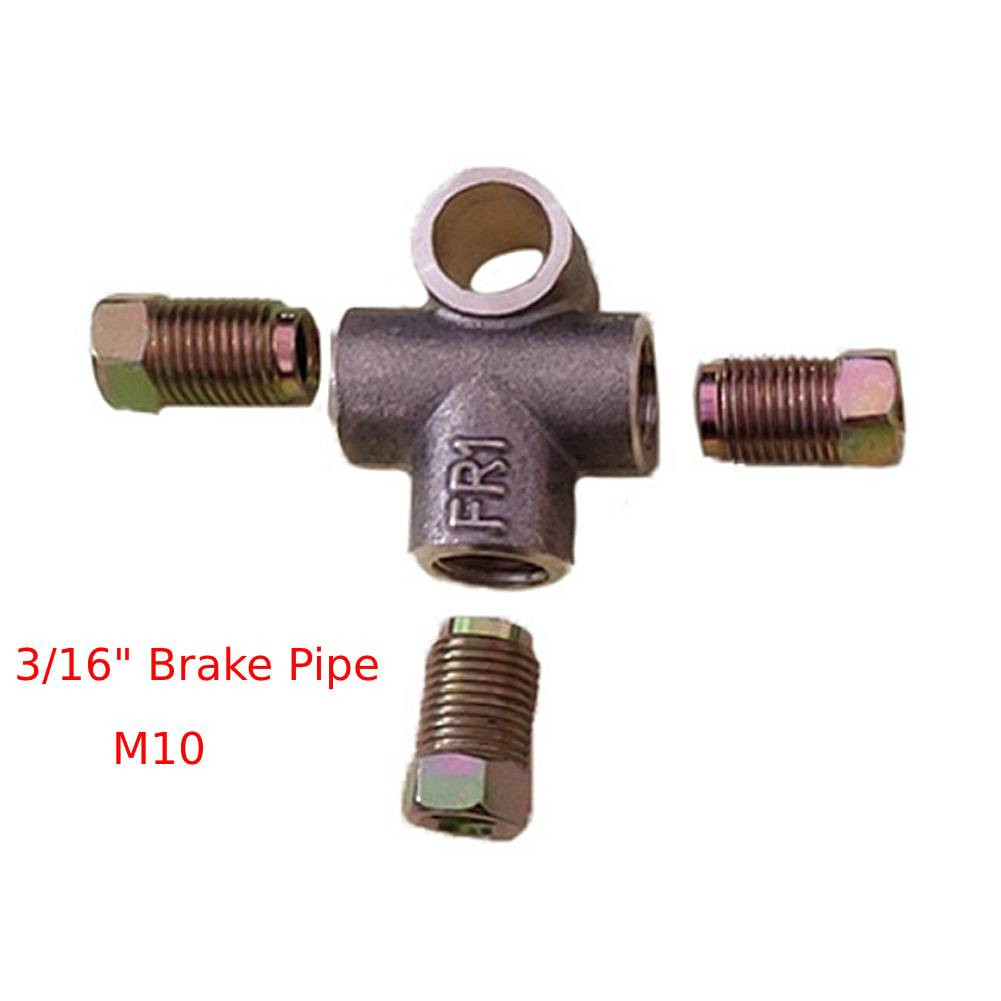 10mm M10 3/16"Brake Line Tee Piece Connector Brake Pipe Fittings Brake T Cv Piece Tee With 3 Male