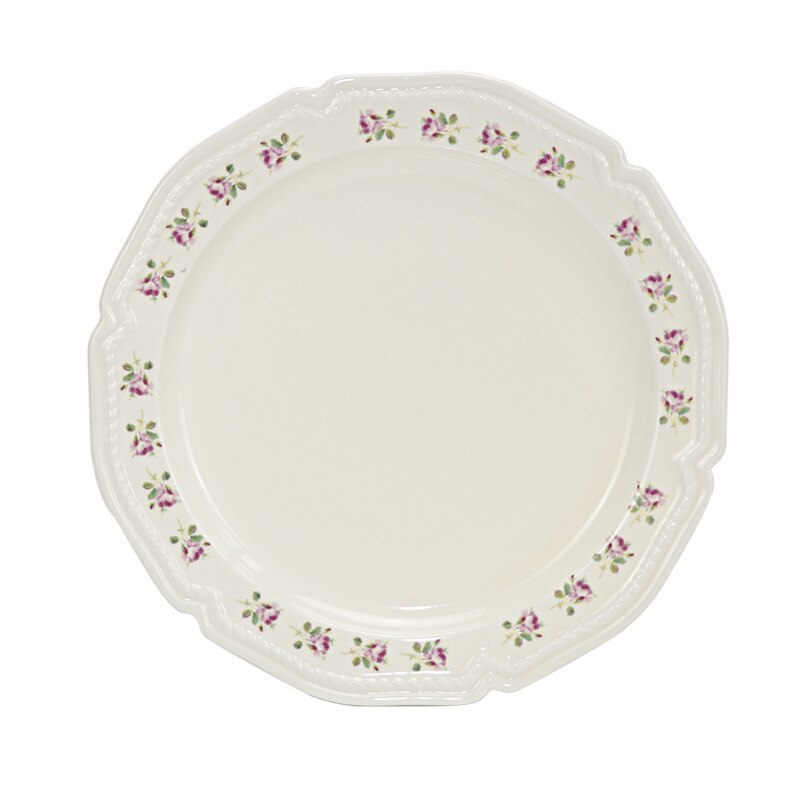 Français Antique décalcomanie Relief vaisselle assiette en céramique sous bol nourriture occidentale assiette Plate assiette à fruits saladier: 10 Inch Lace Tray