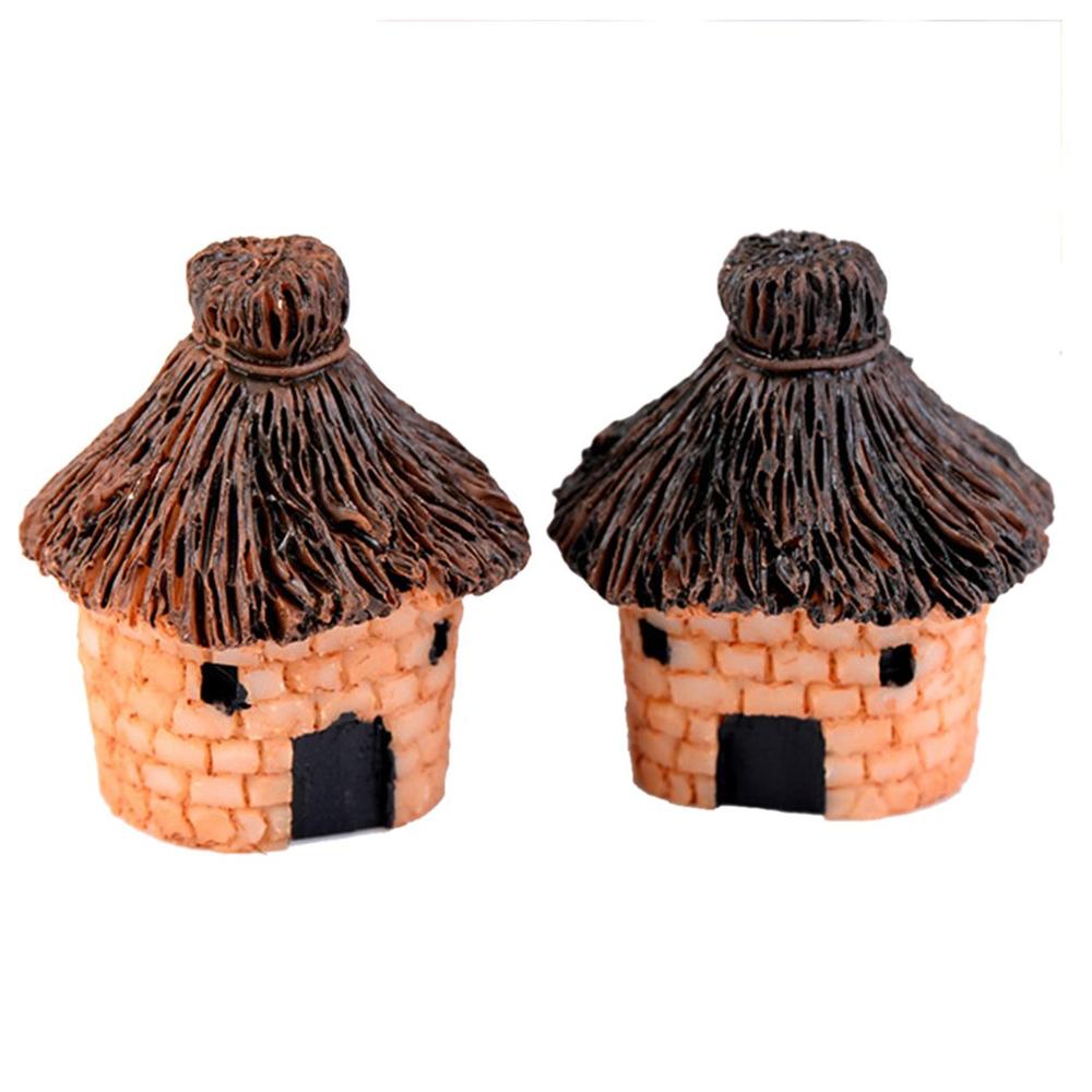 Sammaleen mikromaisemakoristelu olkikattoinen mökkitalo miniatyyri koristeellinen hartsi pientalon käsitöitä: Laventeli