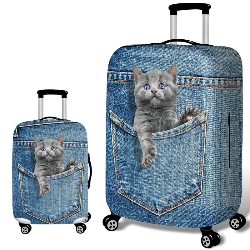 Cowboy Suitcase Case Cover 3D Cat Dog Luggage Elastic Protective Covers 18-32Inch Trolley Baggage Dust Cover Travel Accessories: C luggage cover / s