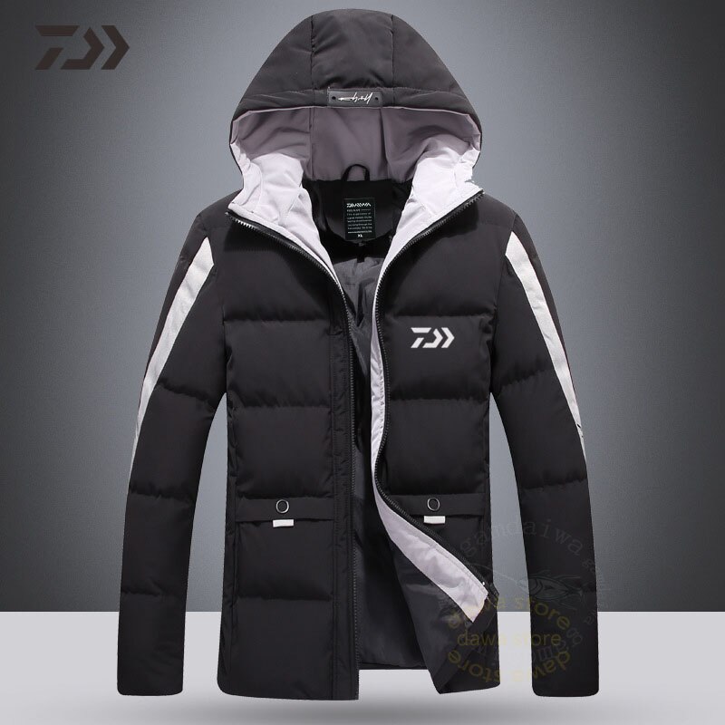 Fishing Clothing Winter for Fish Suit Thick Thermal Clothes Fishing Jacket Men Letter Outdoor Hiking Cotton Coat Fishing Wear: Gray / L