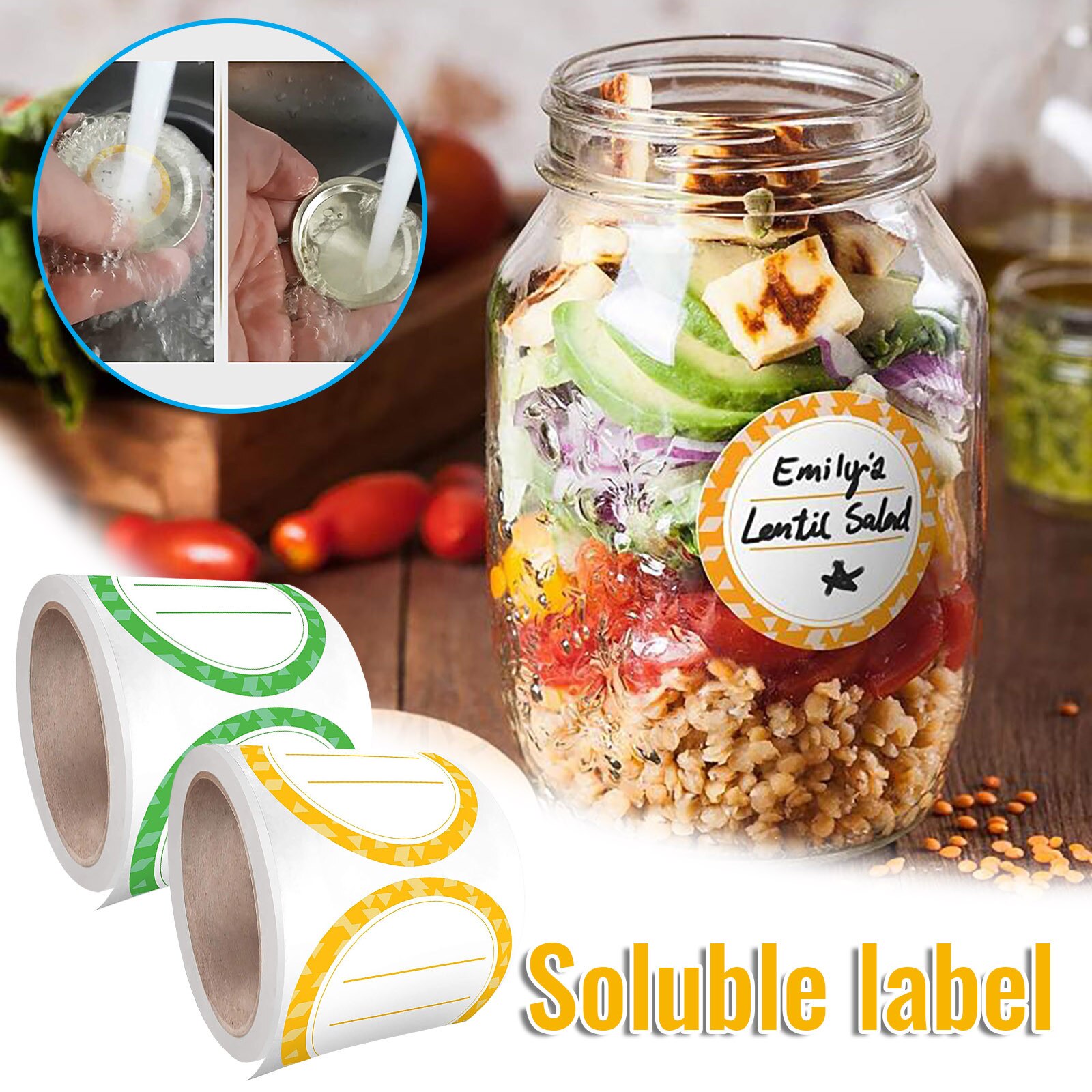 100PCS label sticker household and kitchen cleaning supplies dissolvable sticker label storage room ultimate kitchen label