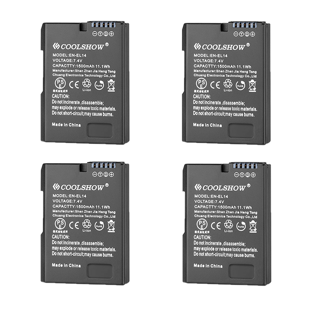 Enel 14 batteri 1500 mah til nikon  d3100 d3200 d3300 d3400 d3500 d5600 d5100 d5200 p7000 p7100 p7800 el14 batteri: 4 batterier
