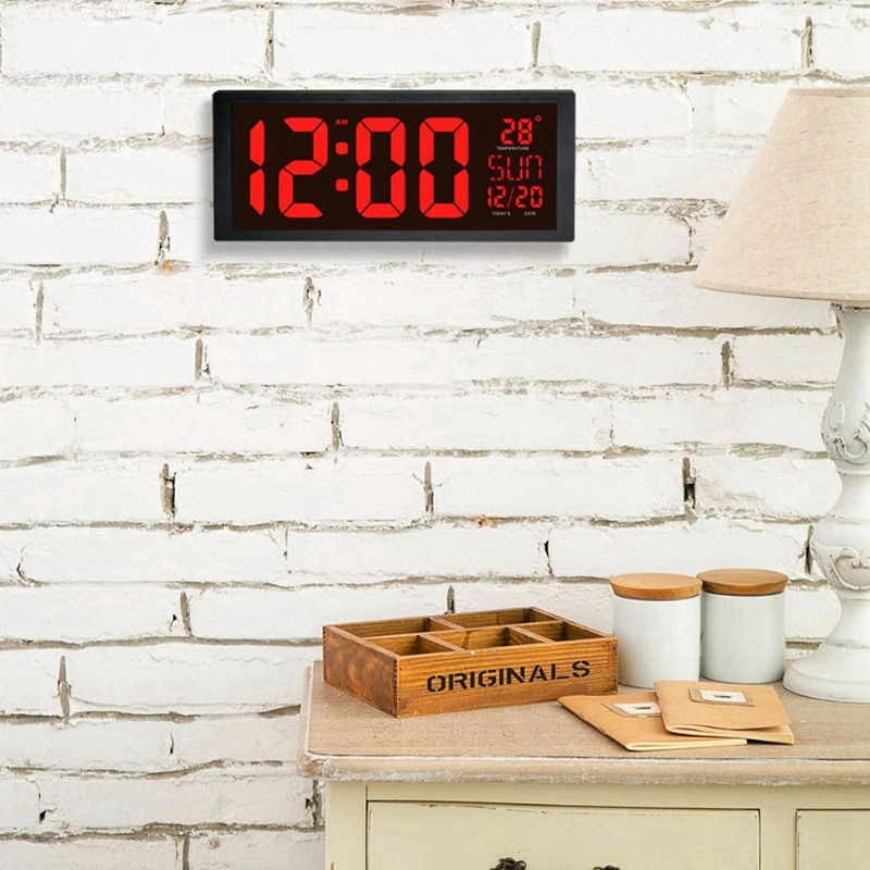 Large Screen Big Electronic Wall Clock Desktop Led Digital Calendar Clock Thermometer Daylight Saving For Kitchen Clock Mu