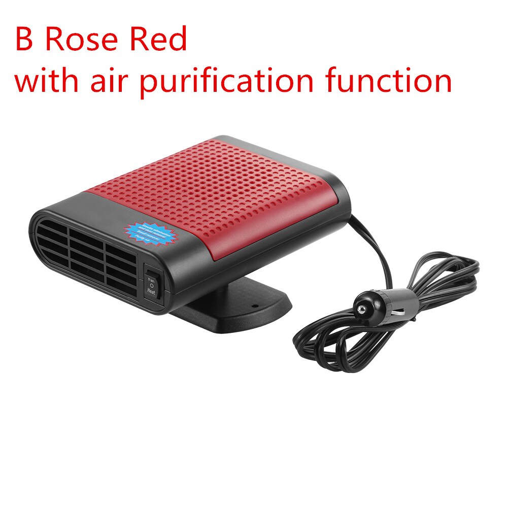 DC12V Car Electric Fan Heater Winter Car Interior Heating Auto Car Windshield Defroster Demister Wind Dryer Air Purifier: Rose Red B