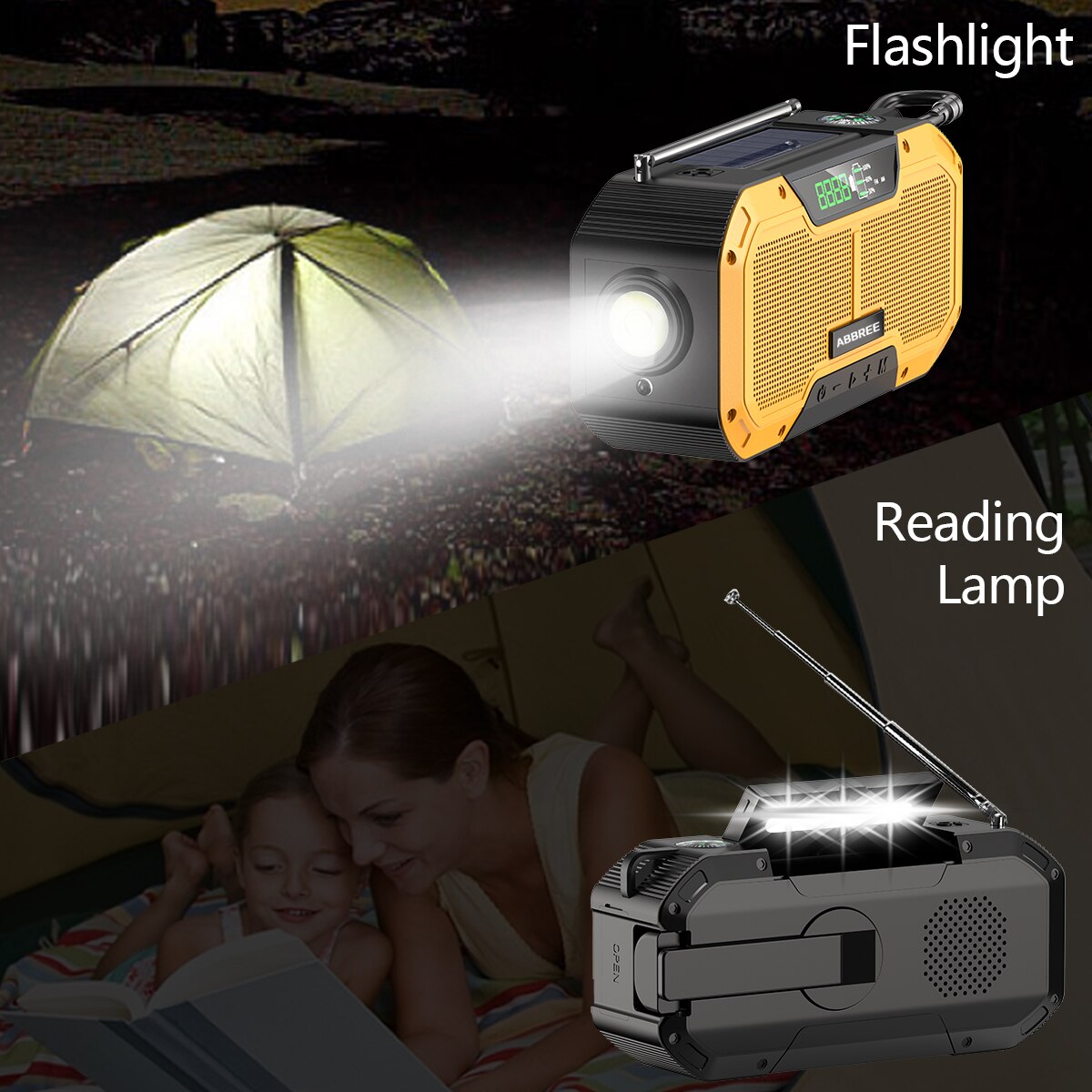 ABBREE Auto Scan Emergency Solar Hand Crank Radio – Vicedeal
