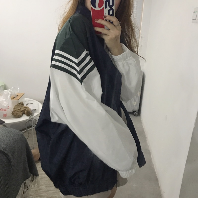 Herfst Vrouwen Casual Lente Mode Jas Punk College Harajuku Rits Losse Grote Maat Dunne Baseball Lange Mouw Jasje