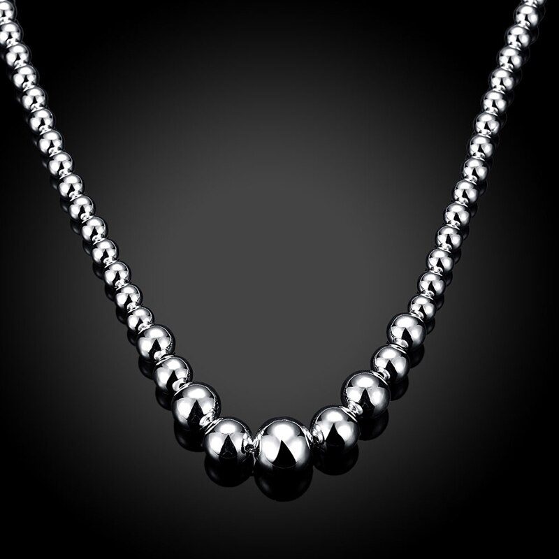 925 silber Halsband Halskette Für Frauen Hochzeit Silber Große Perle Lange Kette Ball Halsketten Schmuck
