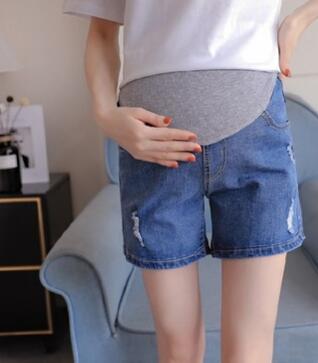 Short de maternité en coton pour femmes enceintes, pantalon en lin, soins du ventre, en Denim, fin, grande taille m-xxl, été: 1 / L