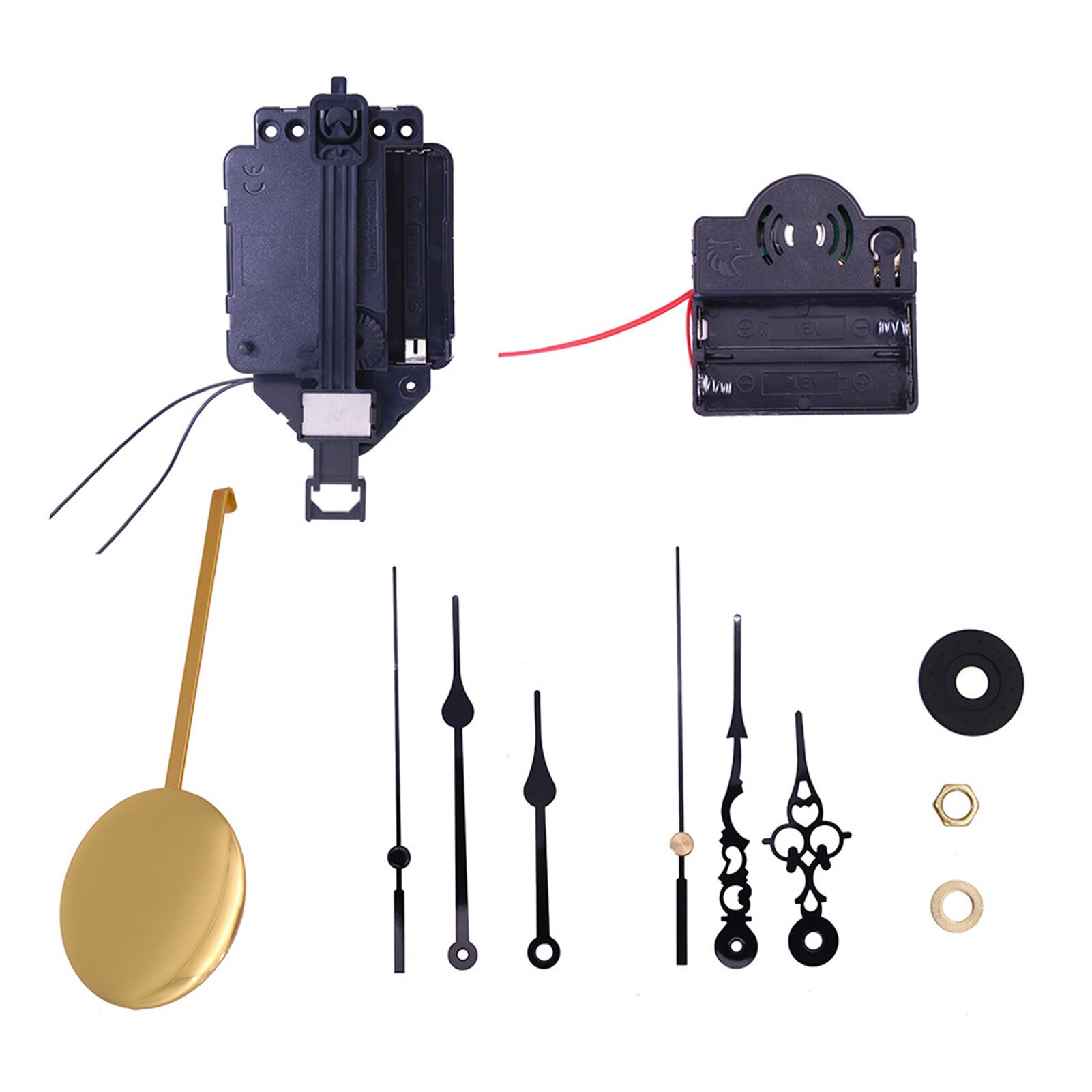 DIY Hourly Time Swing Movement Quartz Pendulum Trigger Clock Chime Music Box Kit with 2 Pairs of Hands and Pendulum