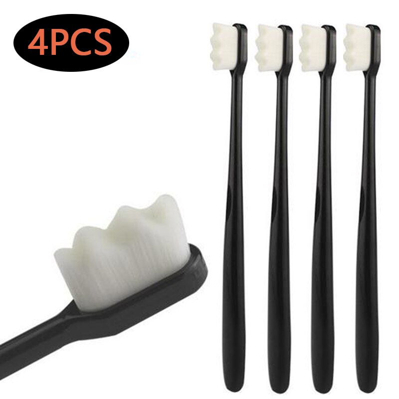 Ensemble de 4 brosses à dents Ultra-fines souples, millions de Nano soies, pour adulte, nettoyage en profondeur, Portable, voyage, soins buccaux: A02