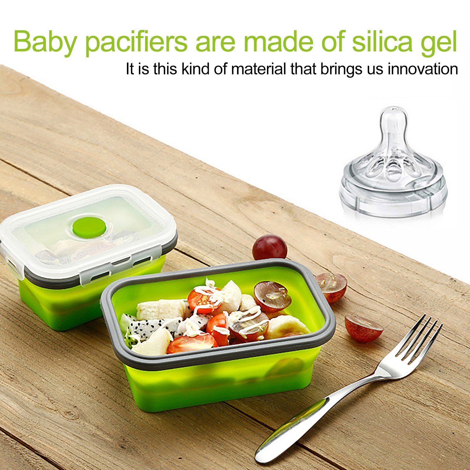 4 Pcs Silicone Collapsible Outdoor Lunch Box Food Storage Container Eco-friendly Microwavable Portable Reusable Picnic Camping