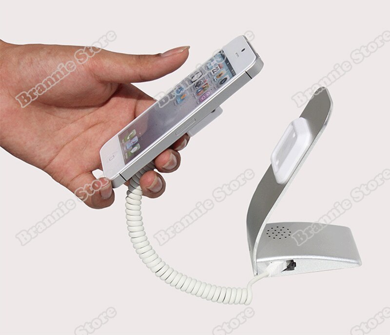 Mobiltelefon butik säkerhet stöldskydd display larm varning stativ hållare hylla med laddare larm aluminium stativ